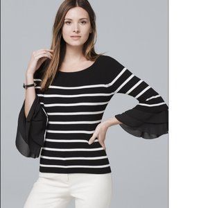 WHBM Tiered Woven-Sleeve Sweater XS